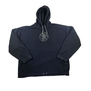 VTG 80's Bronze Age Skateboarding Fleece Center Logo Hoodie Sz L. Black Made USA